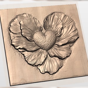 Heart Flower 3D Relief STL for CNC Router view 2