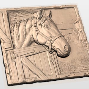 Horse Stable 3D Relief STL view 3