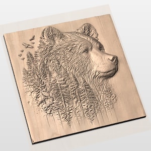Bear Head 3D Relief STL view 2