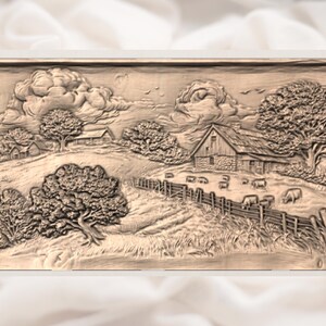 Countryside Farm 3D Relief STL view 3
