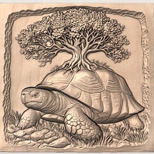 Tree of Life Tortoise 3D Relief STL view 3