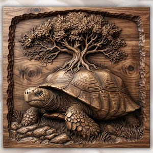 Tree of Life Tortoise 3D Relief STL view 1