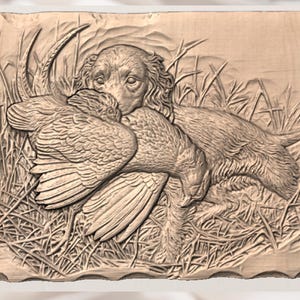Brittany Spaniel Retrieving Pheasant STL view 3