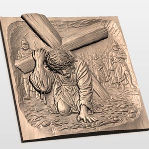 Jesus Carrying Cross Relief STL view 2