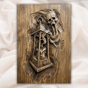 Haunted Lantern Skull Ghost 3D Relief STL File view 1