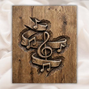 Music Notes 3D Relief STL view 1