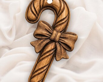 Traditional Christmas Candy Cane Ornament CNC Relief STL | Holiday Wood Carving Design | Rustic Yuletide Decor Pattern