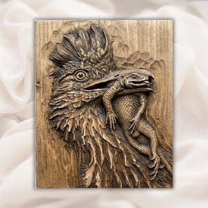 Roadrunner With Lizard 3D Relief STL view 1