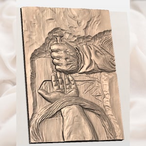 Crucifixion Hands & Nail 3D Relief STL view 2
