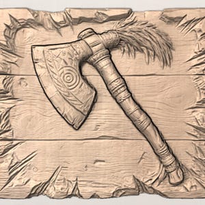 Tribal Tomahawk Axe STL view 3