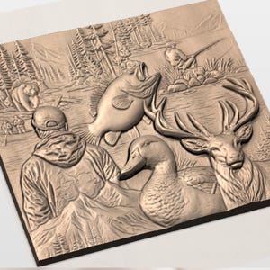 Outdoor Hunting Collage 3D Relief STL view 3