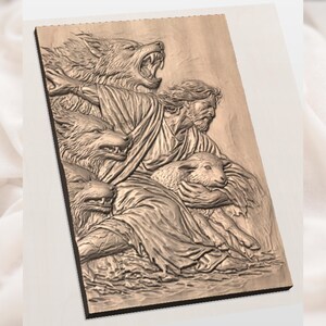 Jesus the Good Shepherd 3D Relief STL File view 2