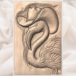 Flamingo Cowboy Hat STL view 3