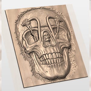 Biker Skull 3D Relief STL view 3