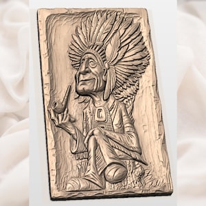 Native American Chief Relief STL for CNC view 2