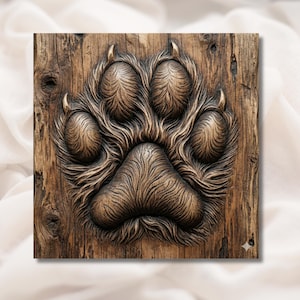Wolf Paw Print 3D Relief STL view 1