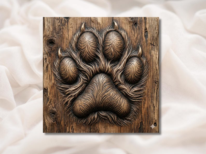 Wolf Paw Print 3D Relief STL