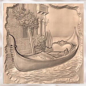 Venice Gondola 3D STL Relief view 2