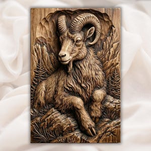 Mountain Goat 3D Relief STL view 1