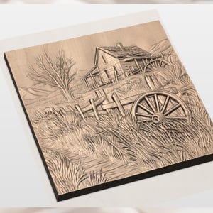 Rustic Farmhouse Landscape STL Relief view 3