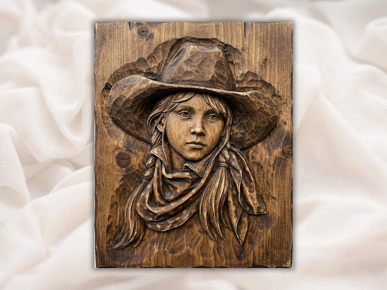 Cowgirl Portrait 3D Relief STL File
