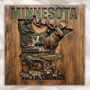 Minnesota Map STL Relief view 1