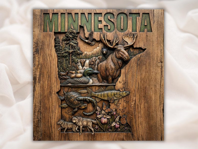 Minnesota Map STL Relief