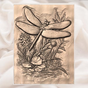 Dragonfly Floral 3D Relief STL File view 2