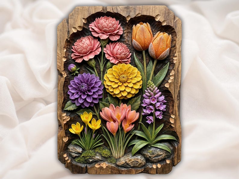Floral Bouquet STL 3D Relief