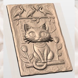 Bastet Cat Relief STL view 2