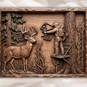 Whitetail Deer Hunting Relief STL view 1