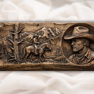 Western Cowboy Relief STL view 1