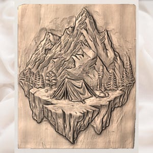 Mountain Camping STL Relief view 3