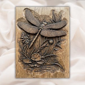 Dragonfly Floral 3D Relief STL File view 1