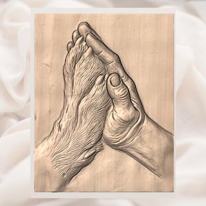Hand Holding Dog Paw 3D Relief STL view 2