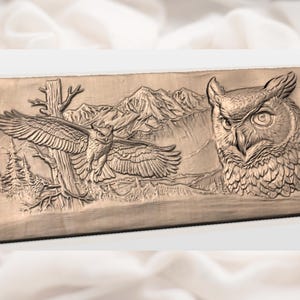 Great Horned Owl Relief STL view 3