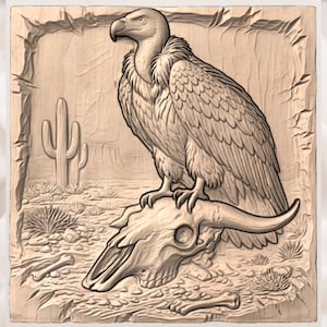 Desert Vulture Relief STL view 3