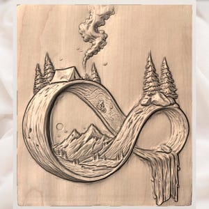 Infinity Mountain STL Relief view 3