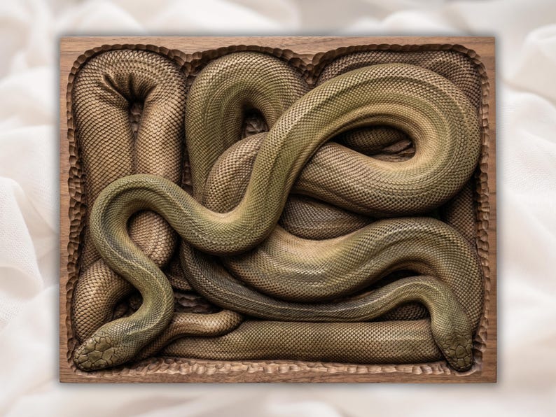 Coiled Snake 3D Relief STL