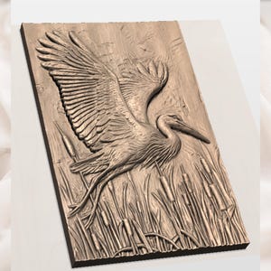Heron Bird 3D Relief STL File view 2