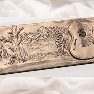 Western Guitar Relief STL view 3