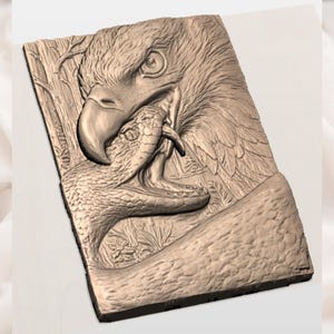 Bald Eagle vs Snake 3D Relief STL view 3