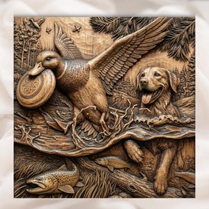 Duck Hunting Dog 3D Relief STL File view 1