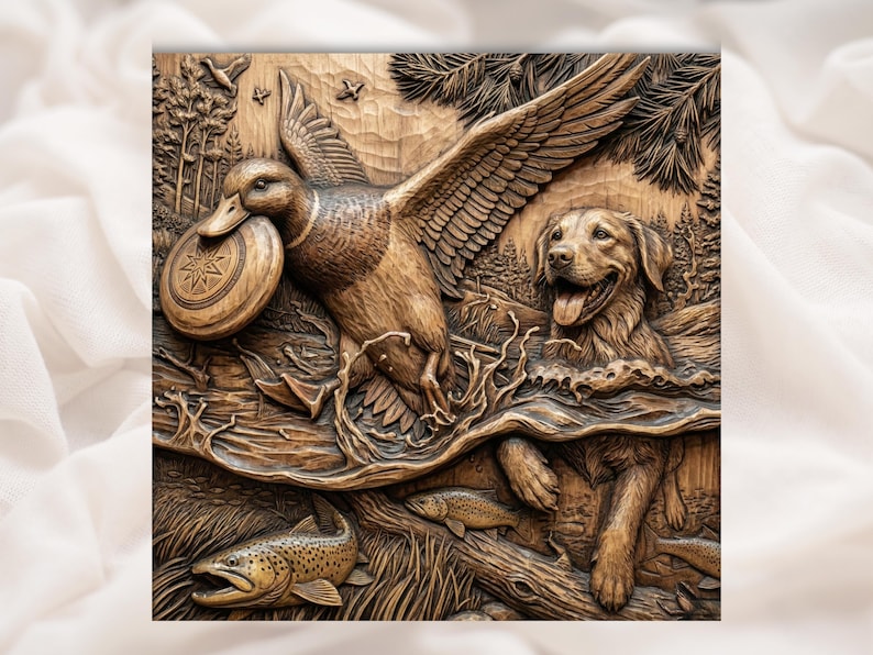 Duck Hunting Dog 3D Relief STL File
