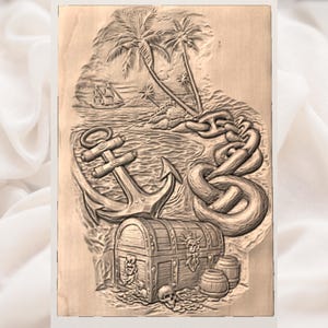 Pirate Treasure Island 3D Relief STL view 3