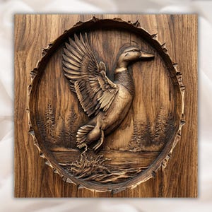 Flying Duck 3D Relief STL File view 1