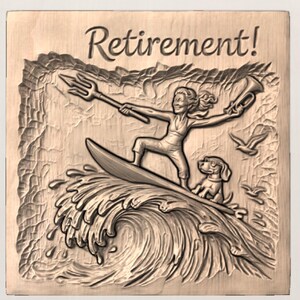 Retirement Surfing Lady Relief STL view 3