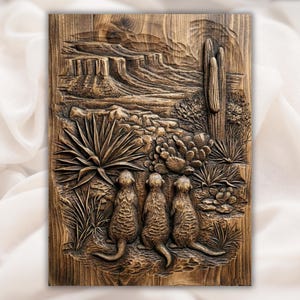 Desert Meerkats 3D Relief STL File view 1
