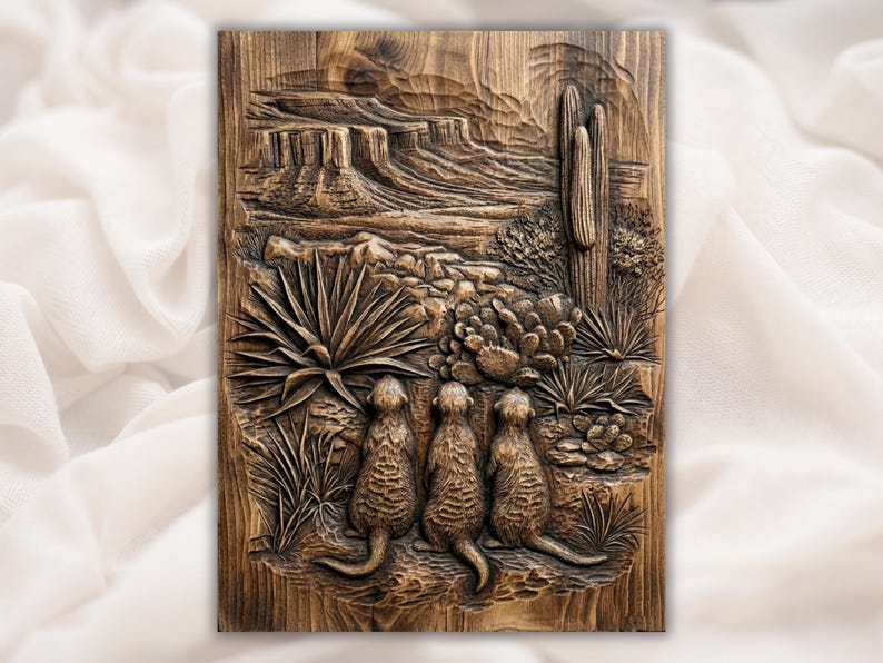 Desert Meerkats 3D Relief STL File