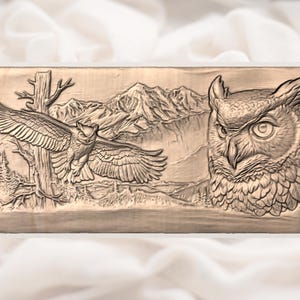 Great Horned Owl Relief STL view 2